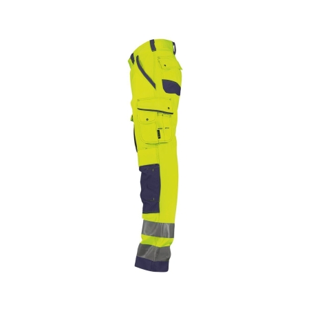 Pantalon de travail haute visibilité multipoches Cordura Jaune fluo/marine coupe courte – Dassy Chicago