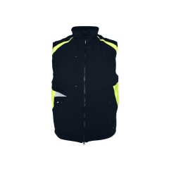 Gilet hiver matelassé sans manches fibre Sorona haute visibilité Marine/jaune fluo – Dassy Callao