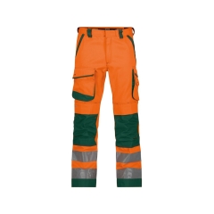 Pantalon de travail haute visibilité multipoches Cordura Orange fluo/vert – Dassy Chicago
