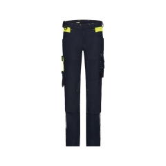 Pantalon de travail stretch multipoches pour femme Bleu nuit/jaune fluo – Dassy Canton Women