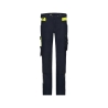 Pantalon de travail stretch multipoches pour femme Bleu nuit/jaune fluo – Dassy Canton Women