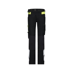 Pantalon de travail stretch multipoches pour femme Noir/jaune fluo – Dassy Canton Women