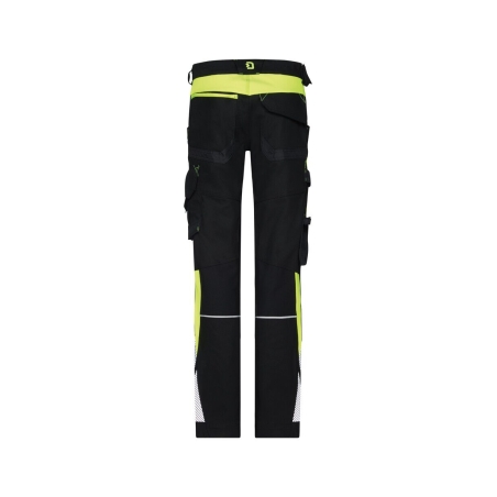 Pantalon de travail stretch multipoches pour femme Noir/jaune fluo – Dassy Canton Women