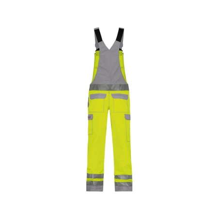 Cotte à bretelles haute visibilité multinormes avec poches genoux Jaune fluo/gris graphite coupe courte – Dassy Colombia