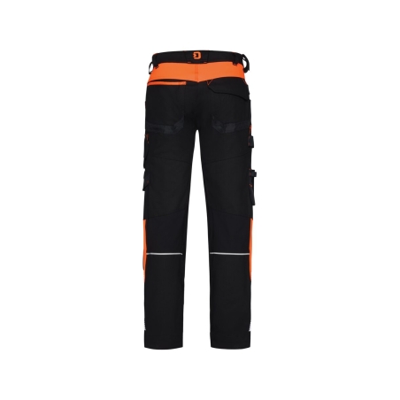 Pantalon de travail stretch multipoches avec genouillères Noir/orange coupe longue – Dassy Canton