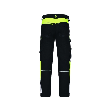 Pantalon de travail stretch multipoches avec genouillères Noir/jaune fluo – Dassy Canton