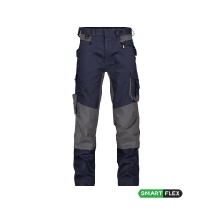Pantalon peintre femme stretch multipoches genouillères Bleu nuit/gris anthracite – Dassy Dynax Women