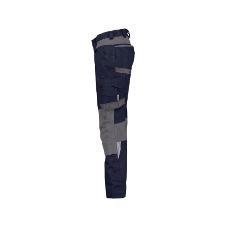 Pantalon peintre femme stretch multipoches genouillères Bleu nuit/gris anthracite – Dassy Dynax Women