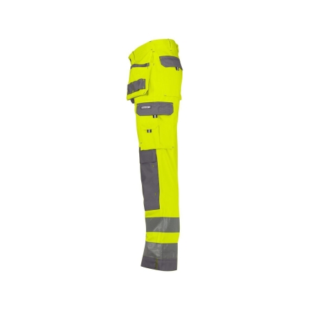 Pantalon de travail haute visibilité multi-poches Cordura Jaune fluo/gris ciment coupe courte – Dassy Glasgow