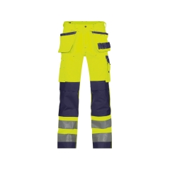 Pantalon de travail haute visibilité multi-poches Cordura Jaune fluo/marine coupe courte – Dassy Glasgow