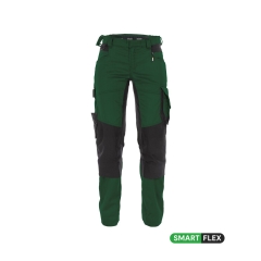 Pantalon peintre femme stretch multipoches genouillères Vert bouteille/noir – Dassy Dynax Women
