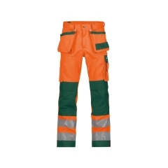 Pantalon de travail haute visibilité multi-poches Cordura Orange fluo/vert – Dassy Glasgow