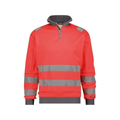 Sweat haute visibilité bandes réfléchissantes 280 g/m² Rouge fluo/gris ciment – Dassy Denver