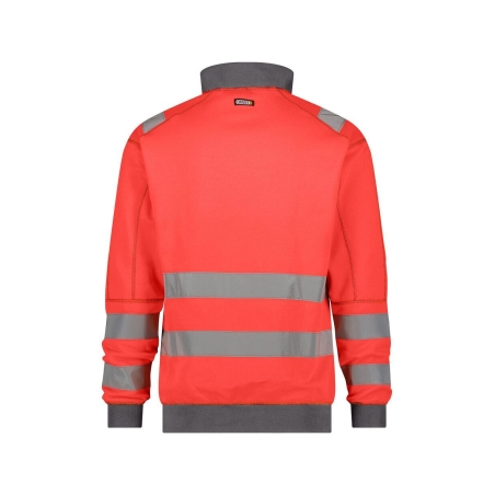 Sweat haute visibilité bandes réfléchissantes 280 g/m² Rouge fluo/gris ciment – Dassy Denver