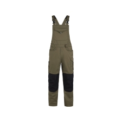 Cotte à bretelles stretch multipoches genouillères Cordura Kaki/noir coupe longue – Dassy Ito Flex