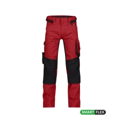 Pantalon de travail stretch multipoches coupe ajustée Rouge/noir coupe longue – Dassy Dynax
