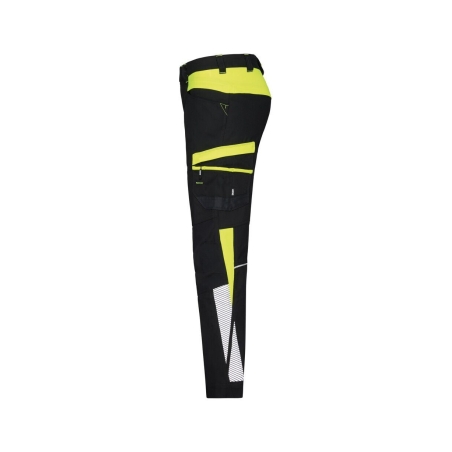Pantalon de travail stretch multipoches coupe femme Noir/jaune fluo – Dassy Hong Kong Women