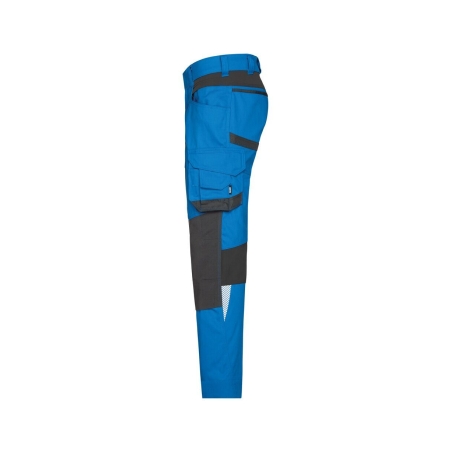 Pantalon de travail stretch 4 voies multipoches genoux Cordura Bleu/gris coupe longue – Dassy Dynax Next