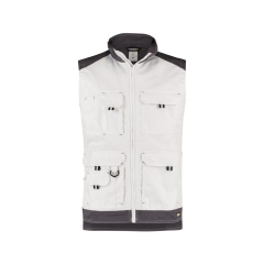 Gilet de travail été bicolore multipoches Blanc/gris ciment – Dassy Faro