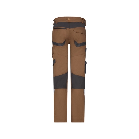 Pantalon de travail stretch 4 voies multipoches genoux Cordura Camel/gris coupe longue – Dassy Dynax Next