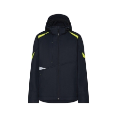 Veste softshell stretch imperméable coudes renforcés Cordura Bleu nuit/jaune fluo – Dassy Kalama