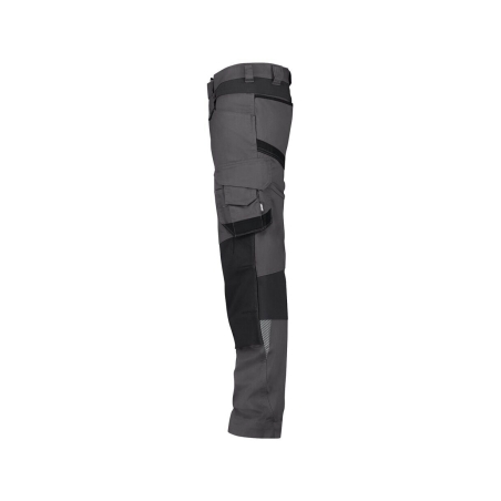 Pantalon de travail stretch 4 voies multipoches genoux Cordura Gris/noir coupe longue – Dassy Dynax Next