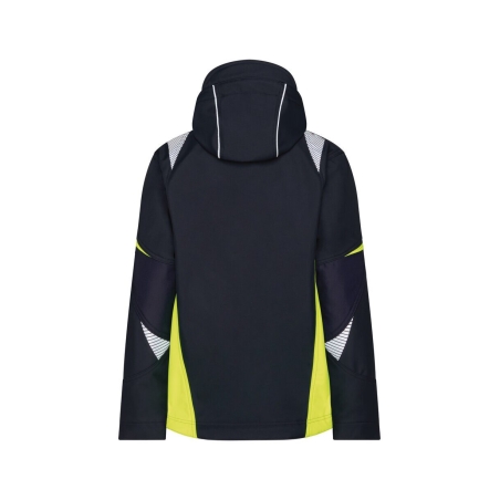 Veste softshell stretch imperméable coudes renforcés Cordura Bleu nuit/jaune fluo – Dassy Kalama
