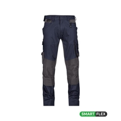 Pantalon de travail stretch 4 voies multipoches genoux Cordura Marine/gris coupe longue – Dassy Dynax Next