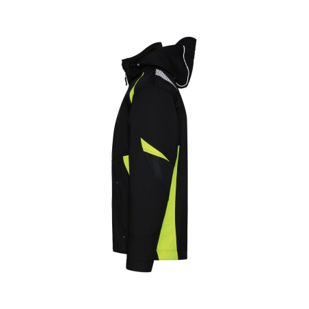Veste softshell stretch imperméable coudes renforcés Cordura Noir/jaune fluo – Dassy Kalama