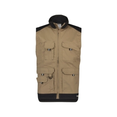 Gilet de travail été bicolore multipoches Beige/noir – Dassy Faro