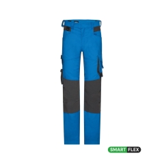 Pantalon de travail stretch 4 voies multipoches genoux Cordura Bleu/gris coupe courte – Dassy Dynax Next