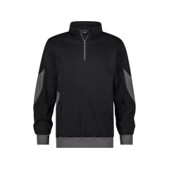 Sweat-shirt de travail coudes renforcés Cordura fermeture zippée Noir/gris – Dassy Hyrax Next
