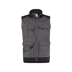 Gilet de travail été bicolore multipoches Gris ciment/noir – Dassy Faro