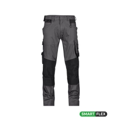 Pantalon de travail stretch 4 voies multipoches genoux Cordura Gris/noir coupe courte – Dassy Dynax Next
