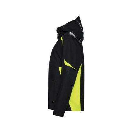 Veste softshell stretch imperméable coudes renforcés Cordura Noir/jaune fluo – Dassy Kalama Women
