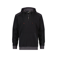 Sweat-shirt à capuche canvas coudes renforcés Cordura Noir/gris anthracite – Dassy Indy