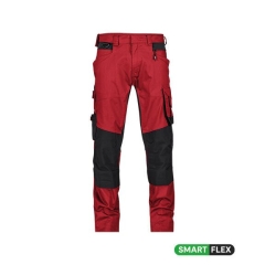 Pantalon de travail stretch 4 voies multipoches genoux Cordura Rouge/noir coupe courte – Dassy Dynax Next