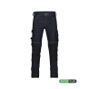 Jean de travail stretch slim fit avec poches genoux Cordura Bleu jeans/noir coupe courte – Dassy Kyoto KYO-