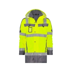 Parka haute visibilité imperméable classe 3 EN ISO 20471 Jaune fluo/gris ciment – Dassy Limasol