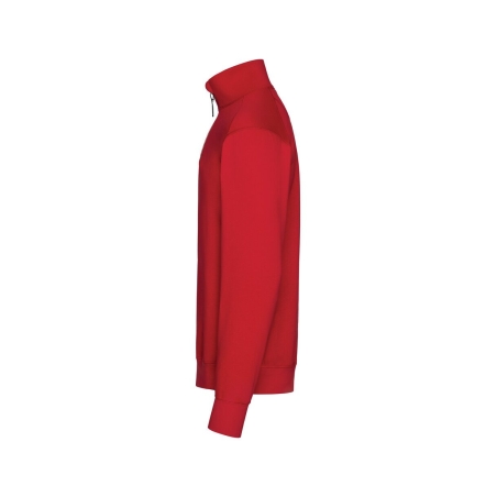 Sweat-shirt de travail zippé coton recyclé broderie Rouge – Dassy FORM