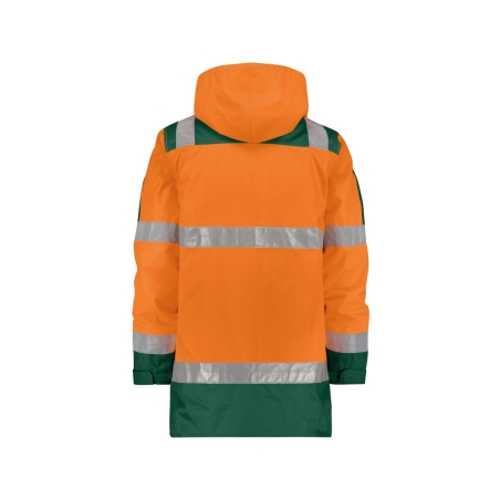 Parka haute visibilité imperméable classe 3 EN ISO 20471 Orange fluo/vert bouteille – Dassy Limasol
