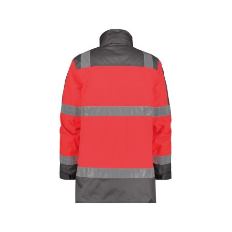 Parka haute visibilité imperméable classe 3 EN ISO 20471 Rouge fluo/gris ciment – Dassy Limasol
