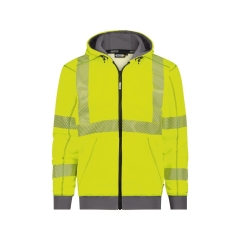 Sweat à capuche haute visibilité classe 2 et 3 zippé Jaune fluo/gris ciment – Dassy Evans