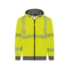 Sweat à capuche haute visibilité classe 2 et 3 zippé Jaune fluo/gris ciment – Dassy Evans