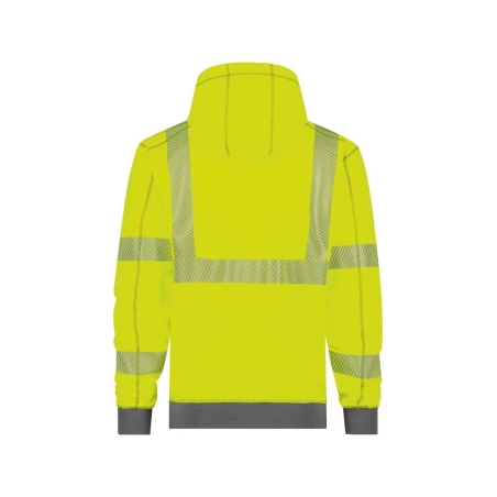 Sweat à capuche haute visibilité classe 2 et 3 zippé Jaune fluo/gris ciment – Dassy Evans