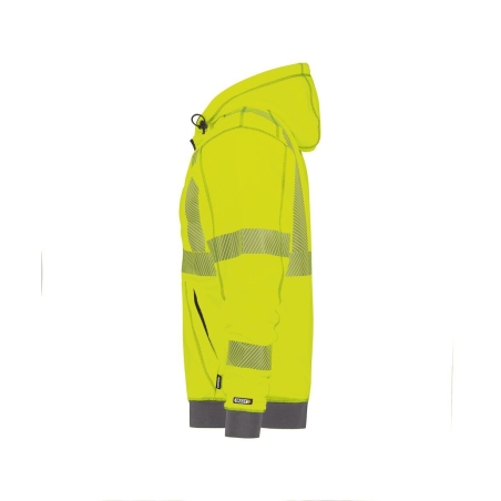 Sweat à capuche haute visibilité classe 2 et 3 zippé Jaune fluo/gris ciment – Dassy Evans