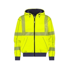 Sweat à capuche haute visibilité classe 2 et 3 zippé Jaune fluo/marine – Dassy Evans