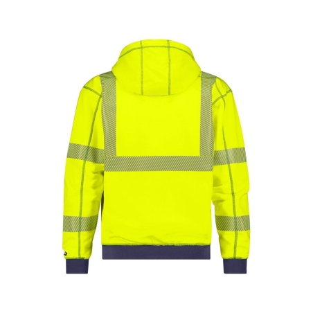 Sweat à capuche haute visibilité classe 2 et 3 zippé Jaune fluo/marine – Dassy Evans