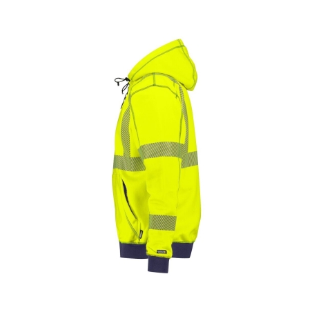 Sweat à capuche haute visibilité classe 2 et 3 zippé Jaune fluo/marine – Dassy Evans