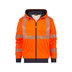 Sweat à capuche haute visibilité classe 2 et 3 zippé Orange fluo/marine – Dassy Evans